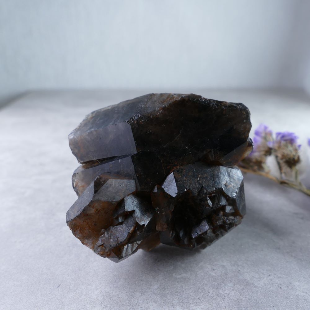 Crystal Healing Transformation - Dumi's Crystals (53g). Black Quartz Cluster (5.7cm x 5.5cm x 4.7cm). Intricate & bold form with captivating beauty & enhanced energy for a powerful healing experience.