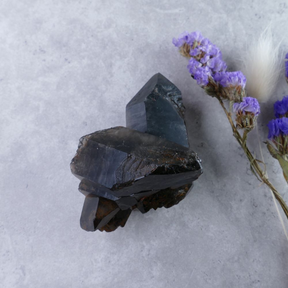 Deep Connection with Crystals - Dumi's Crystals Black Quartz (53g). Unique form (5.7cm x 5.5cm x 4.7cm) with captivating beauty & amplified properties for an exceptional addition to any collection.