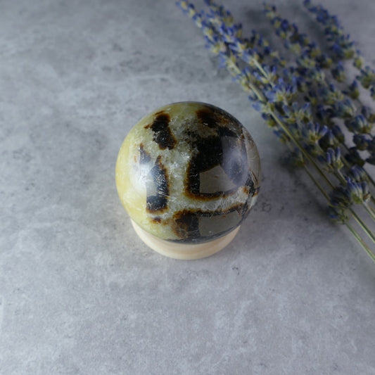 Dumi's Crystals Mini Septarian Sphere (4.4cm, 120g) - Earth's Power On-The-Go! Powerful & portable sphere. Dragon Stone (Septarian) with beautiful patterns for grounding & well-being. 