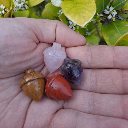 Pocket-Sized Positivity: Dumi's Crystals Yellow Jasper Acorn Carving (26x20mm) brings joy, creativity & a spark of sunshine wherever you go. A seed of prosperity.