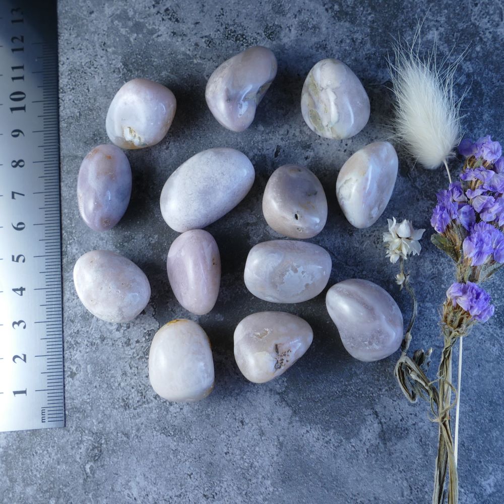 Pink Amethyst Crystal Tumbles for Healing - Dumi's Crystals offers Pink Amethyst stones (1.5-2.5cm) known for emotional healing and spiritual growth. Choose from 10-20g or 20-30g sizes.