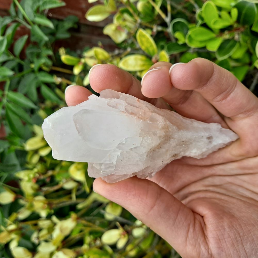 Embrace Abundance (Pineapple Quartz)! Dumi's Crystals Cluster (130g). Candle Quartz fosters inner peace & clarity. Each unique piece approx 1.6" x 1.8" x 4". 