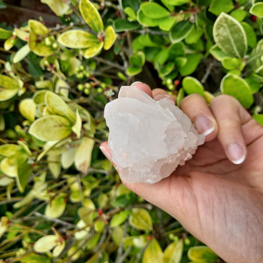 Spark Transformation: Dumi's Crystals Pineapple Quartz Cluster (Atlantean Lovestar). Promotes spiritual growth & abundance. Each unique piece (1.6" x 1.8" x 4").