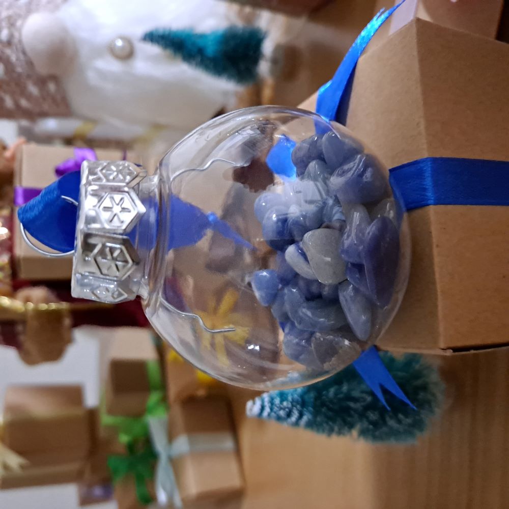 blue aventurine Christmas ornament tree bauble Dumi's Crystals