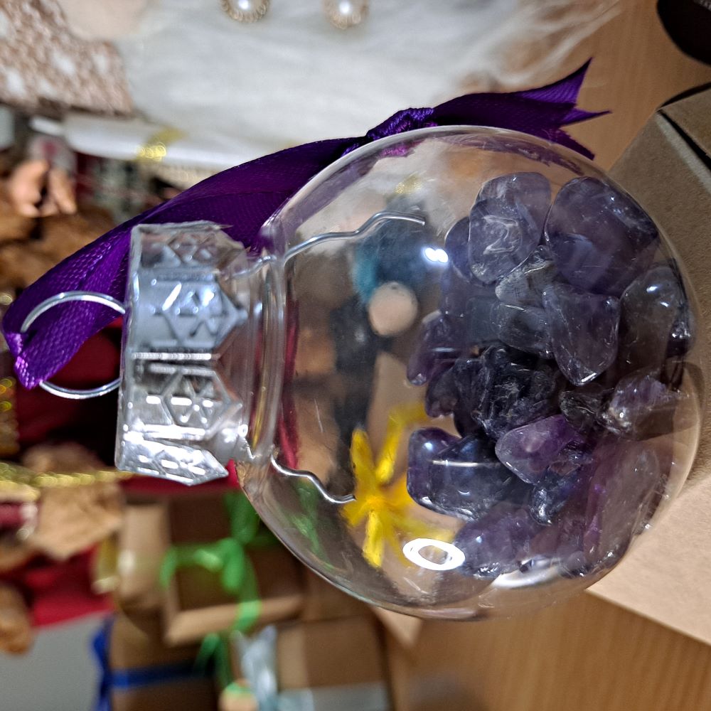 dark amethyst crystal Christmas ornament tree bauble Dumi's Crystals