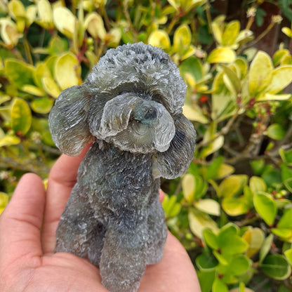 Sparkling Labradorite Poodle. A touch of magic and potential for spiritual growth in a handcrafted sculpture.