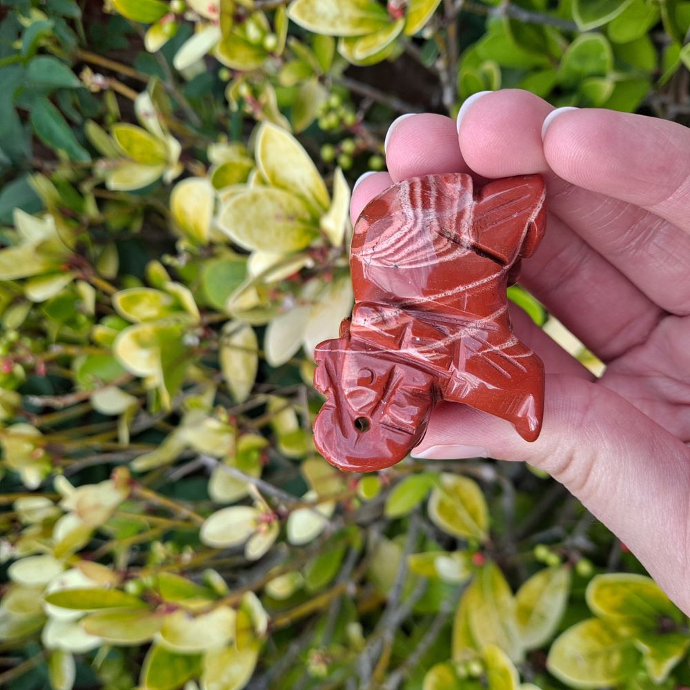 Unleash Your Inner Strength: Dumi's Crystals Red Jasper Elephant Carvings. Genuine gemstones for grounding & confidence. 