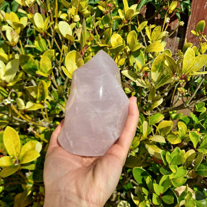 Hand-carved Rose Quartz Flame: Embrace the gentle energy of rose quartz with this beautiful flame-shaped crystal. 