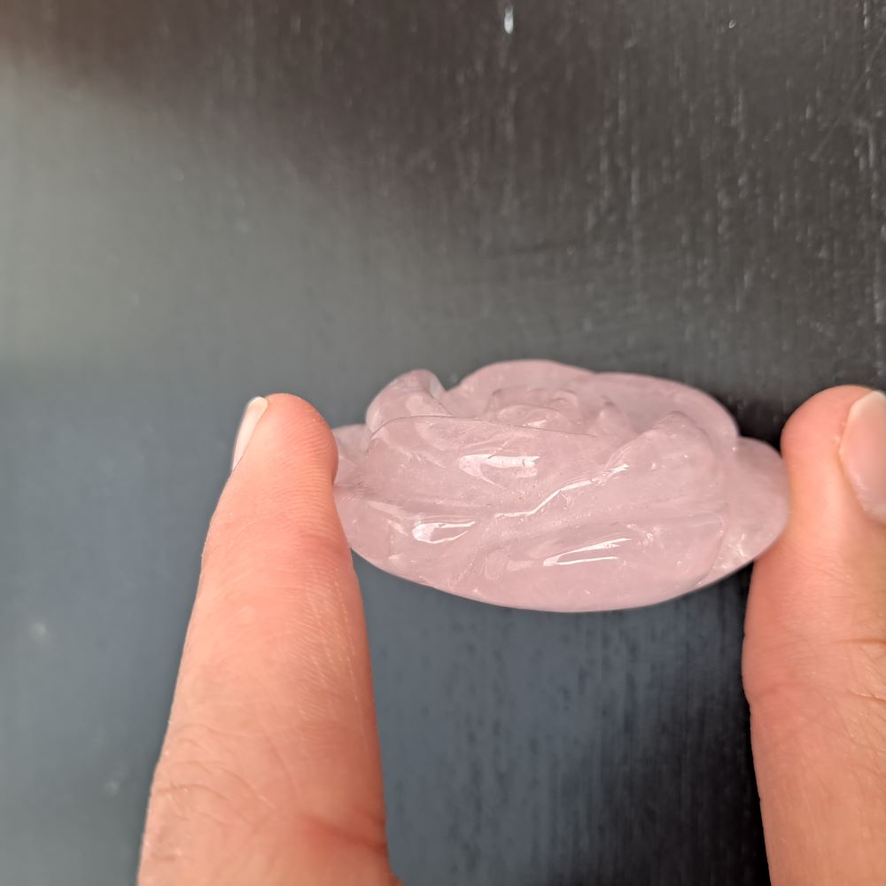 Dumi's Crystals | Rose Quartz Rose Carving (Love's Eternal Bloom):  A stunning Rose Quartz Rose Carving, symbolizing love's everlasting beauty. Crafted from genuine rose quartz, this blooming flower offers a reminder of self-love & emotional healing. Embrace tranquility with Dumi's Crystals (ethically sourced).