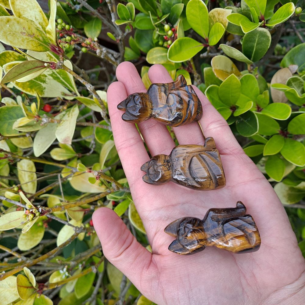 tiger's eye healing crystals hand carved cat dumiscrystals