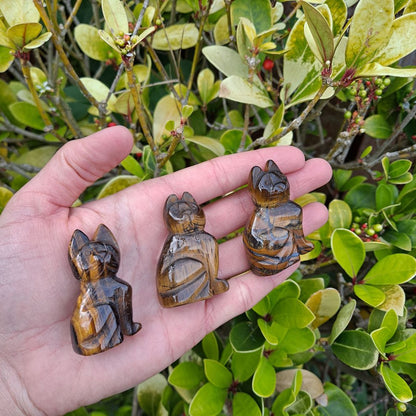 tiger's eye healing crystals hand carved cat dumiscrystals